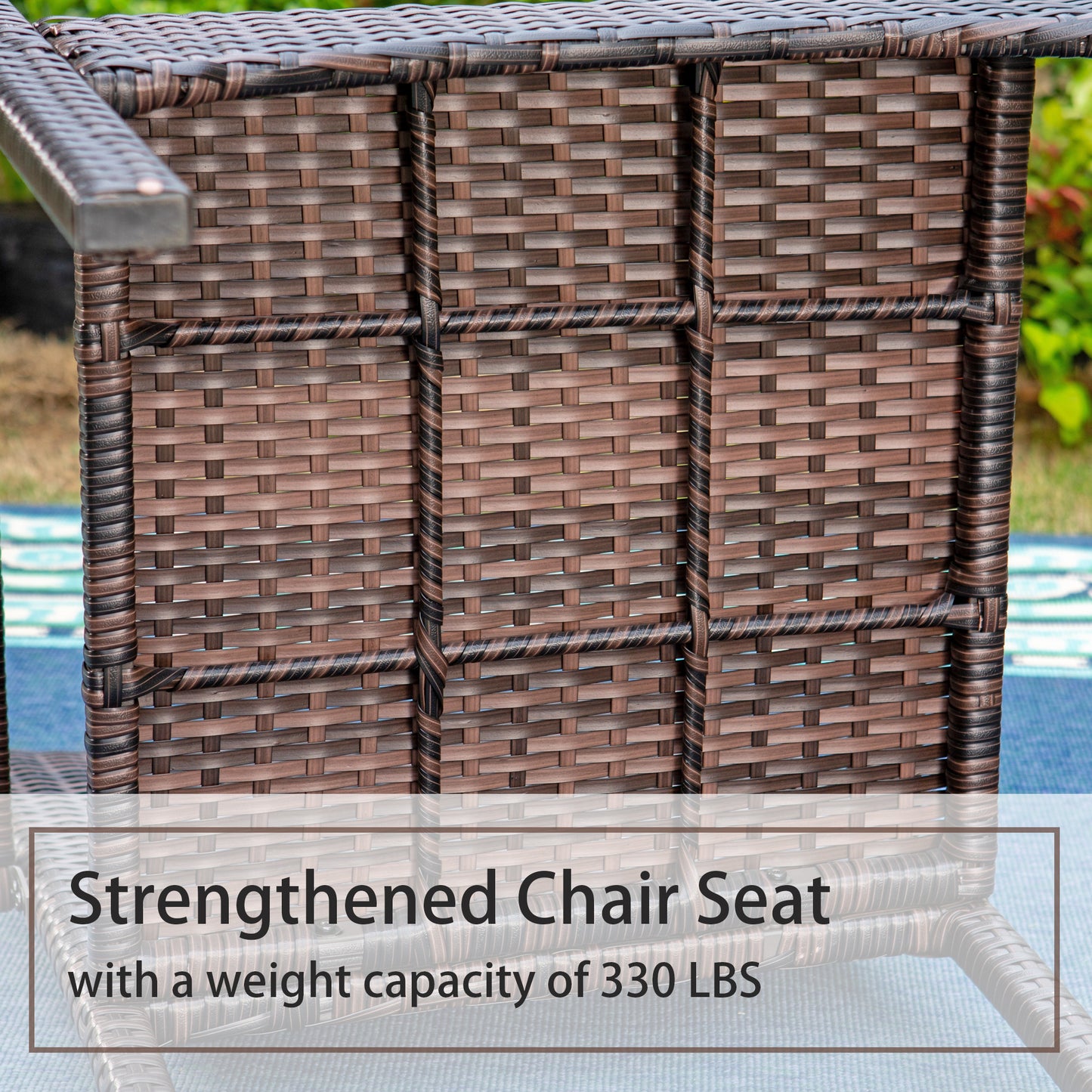 PHI VILLA 3-Piece Garden Bistro Set Rattan Dining Chairs & Small Square Side Table
