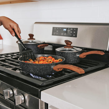 Kitchen Academy 12 Pieces Granite-Coating Nonstick Induction Cookware Set