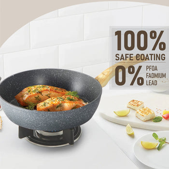 Kitchen Academy 12 Pieces Granite-Coating Nonstick Induction Cookware Set