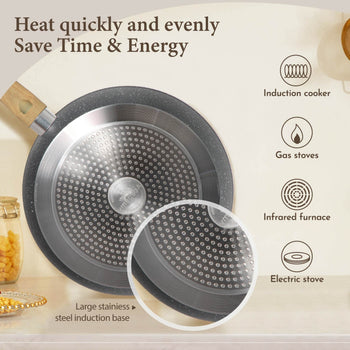 Kitchen Academy 12 Pieces Granite-Coating Nonstick Induction Cookware Set