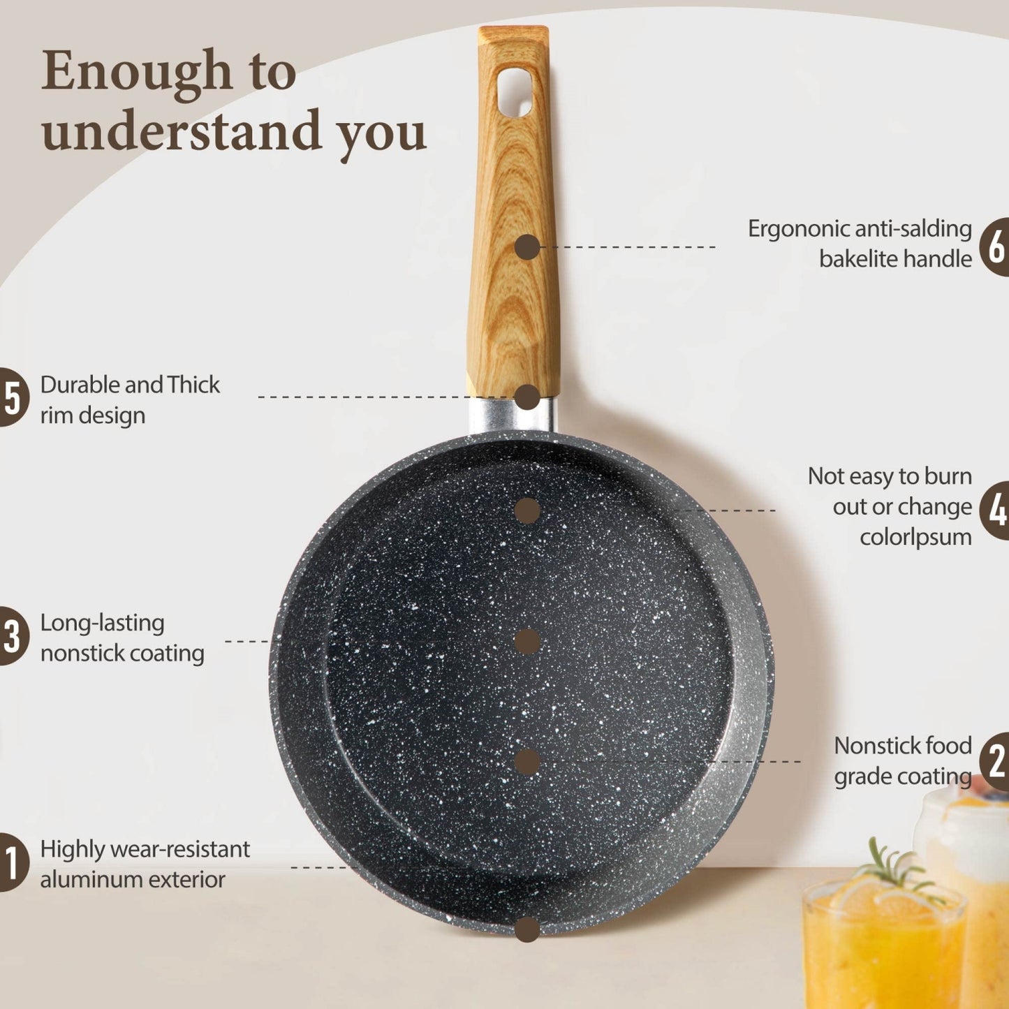 Kitchen Academy 12 Pieces Granite-Coating Nonstick Induction Cookware Set