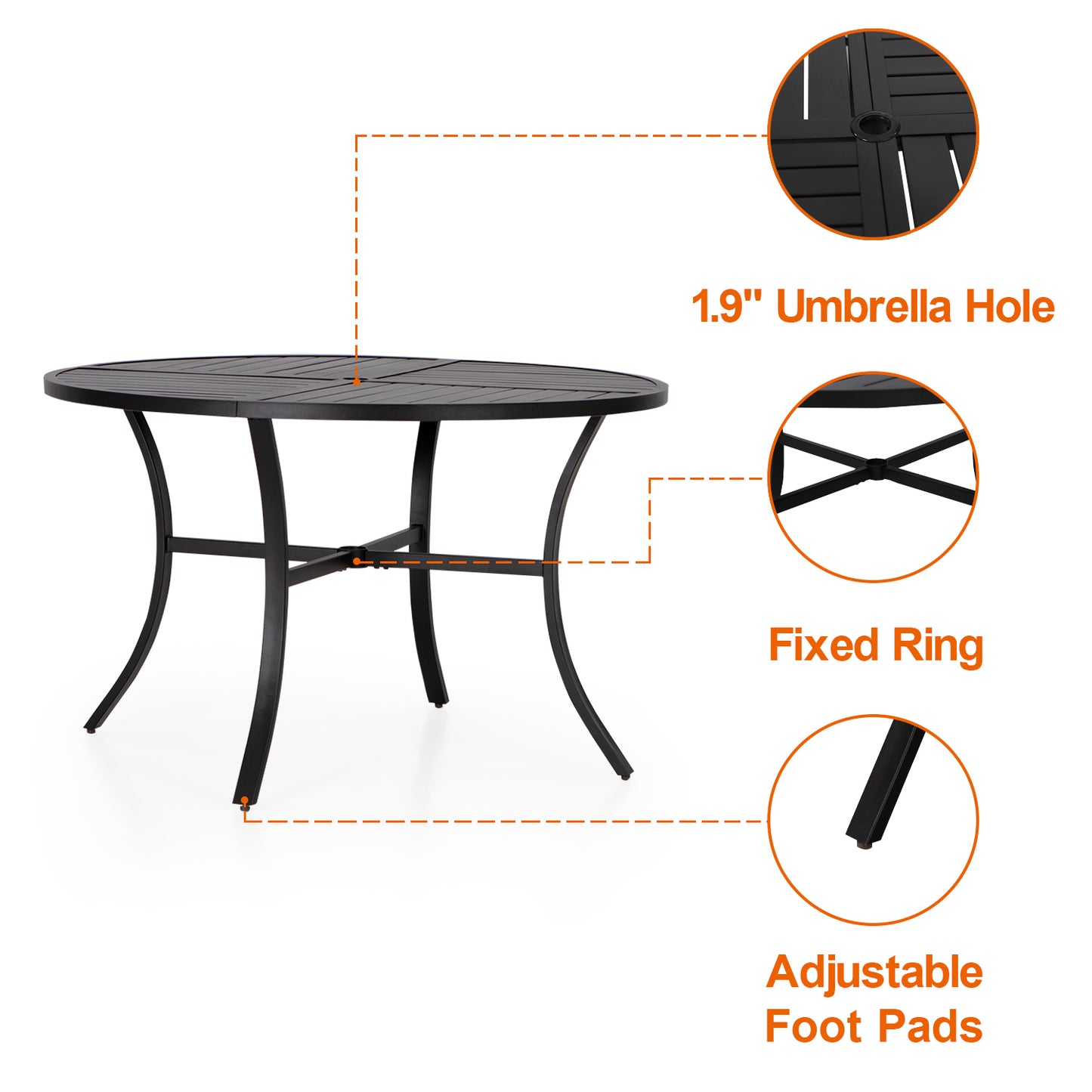 PHI VILLA 42" Geometric Stamped Patio Dining Round Table