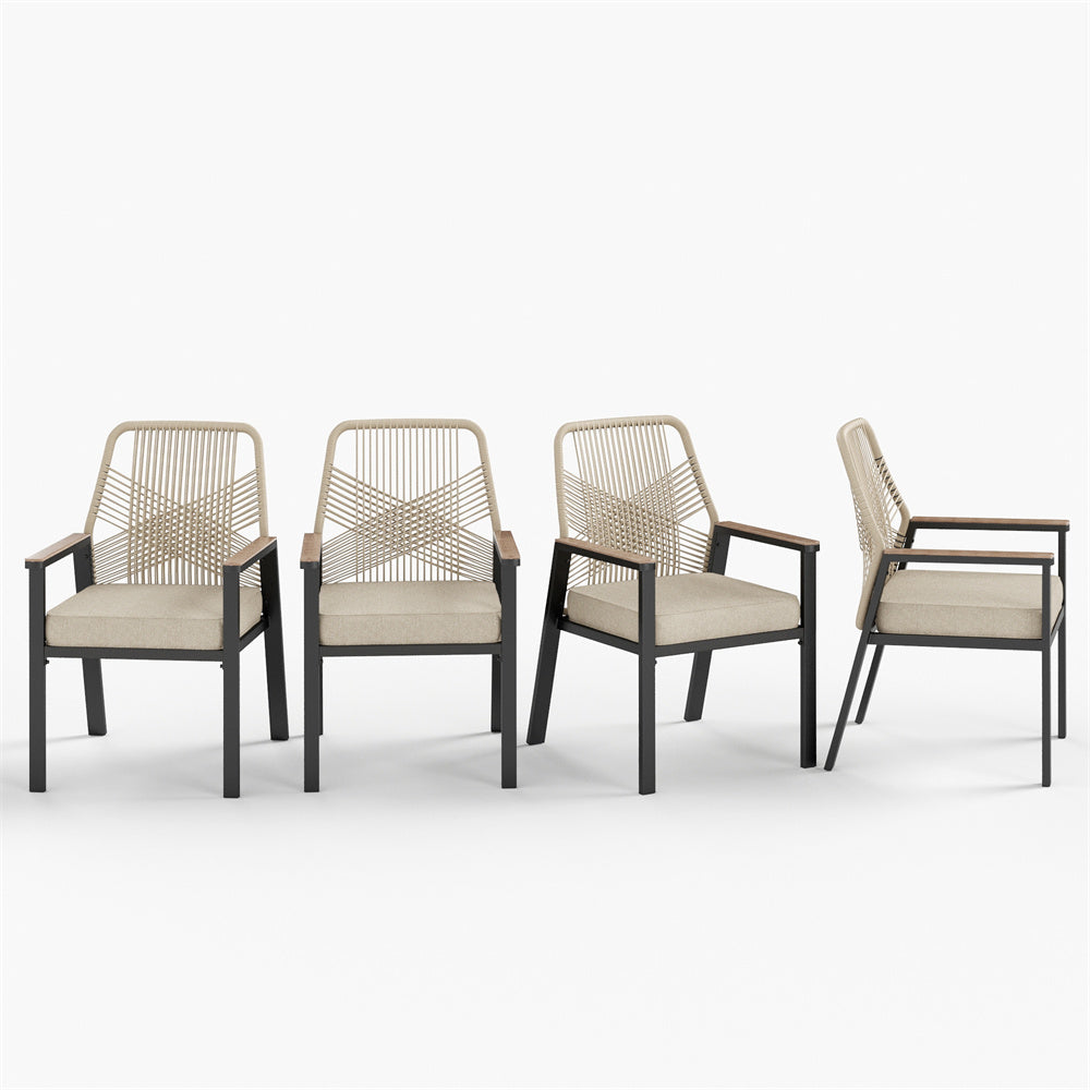 Handcrafted Rattan Rope Garden Dining Chairs - Phi Villa