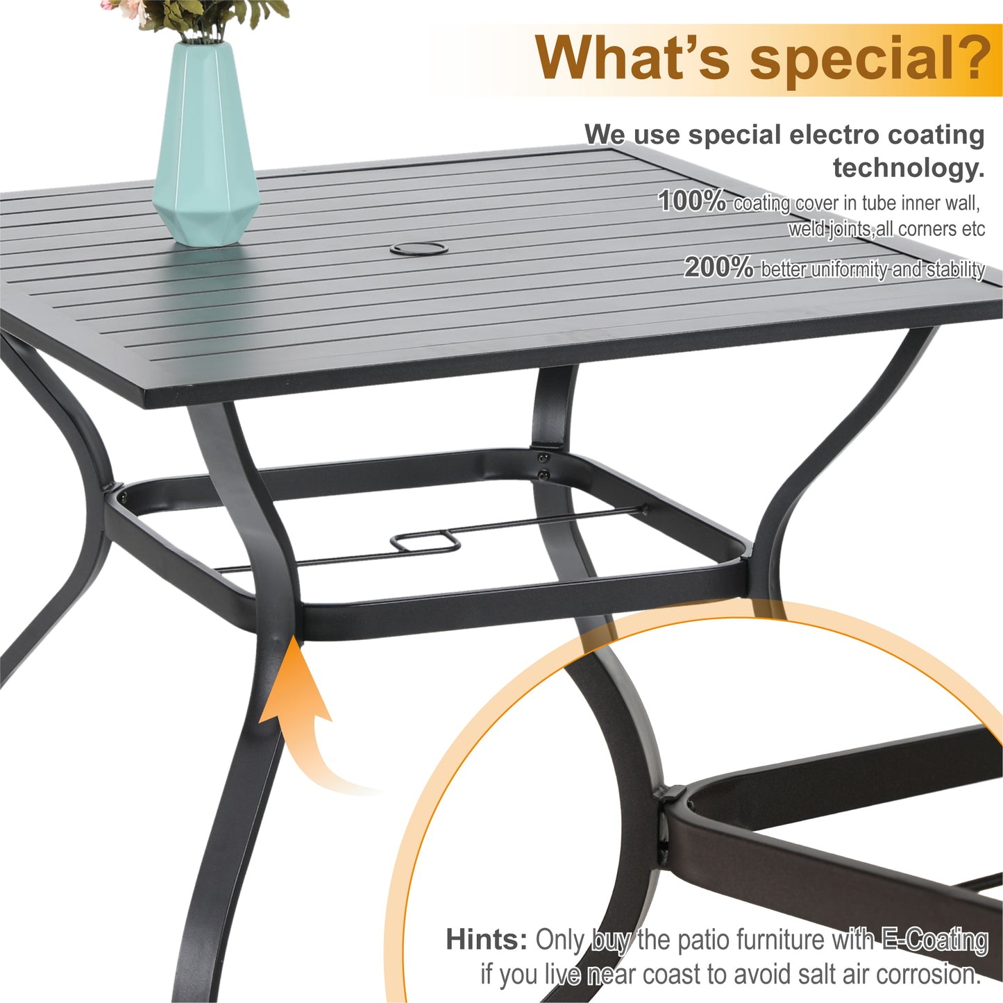 4 Seater Outdoor Dining Set Garden Table & Cushioned Dining Chairs