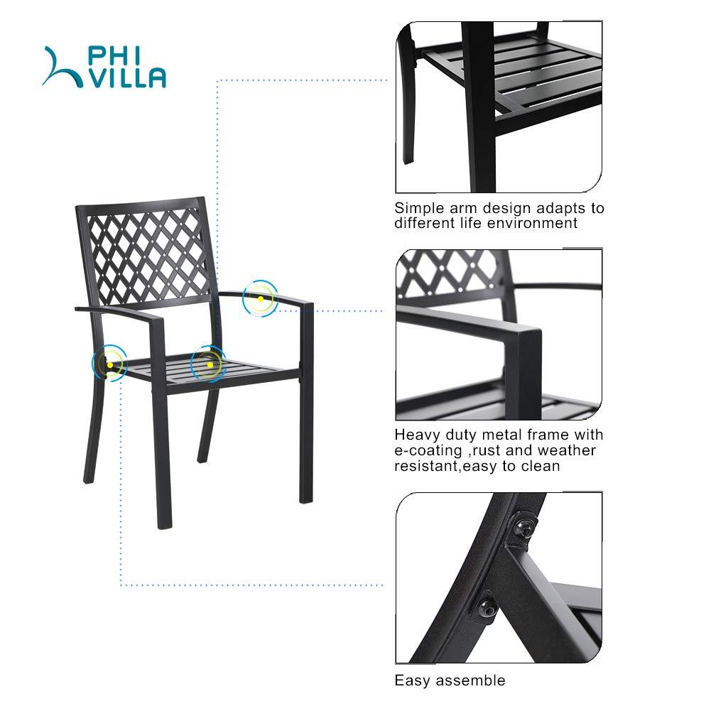 PHI VILLA 3-Piece Garden Bistro Set with Side Table & 2 Stackable Chairs