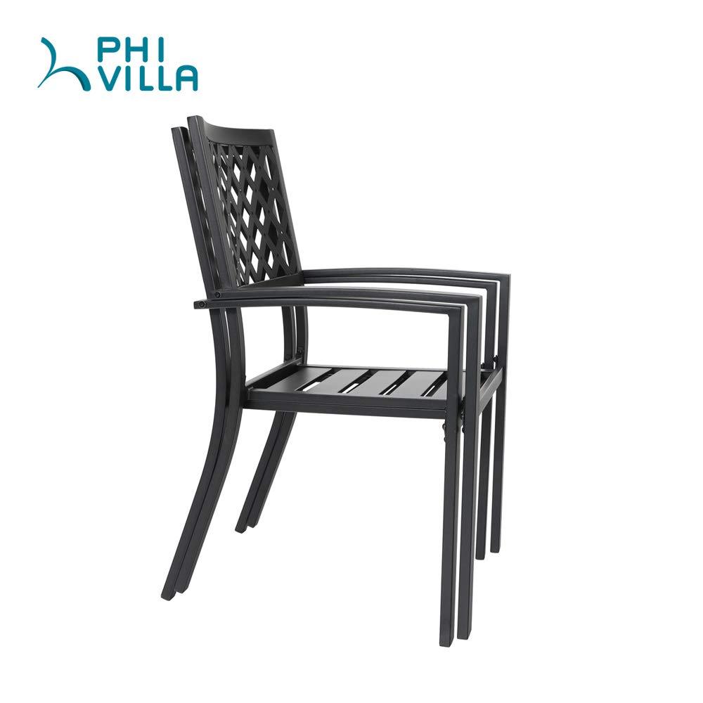 PHI VILLA 3-Piece Garden Bistro Set with Side Table & 2 Stackable Chairs