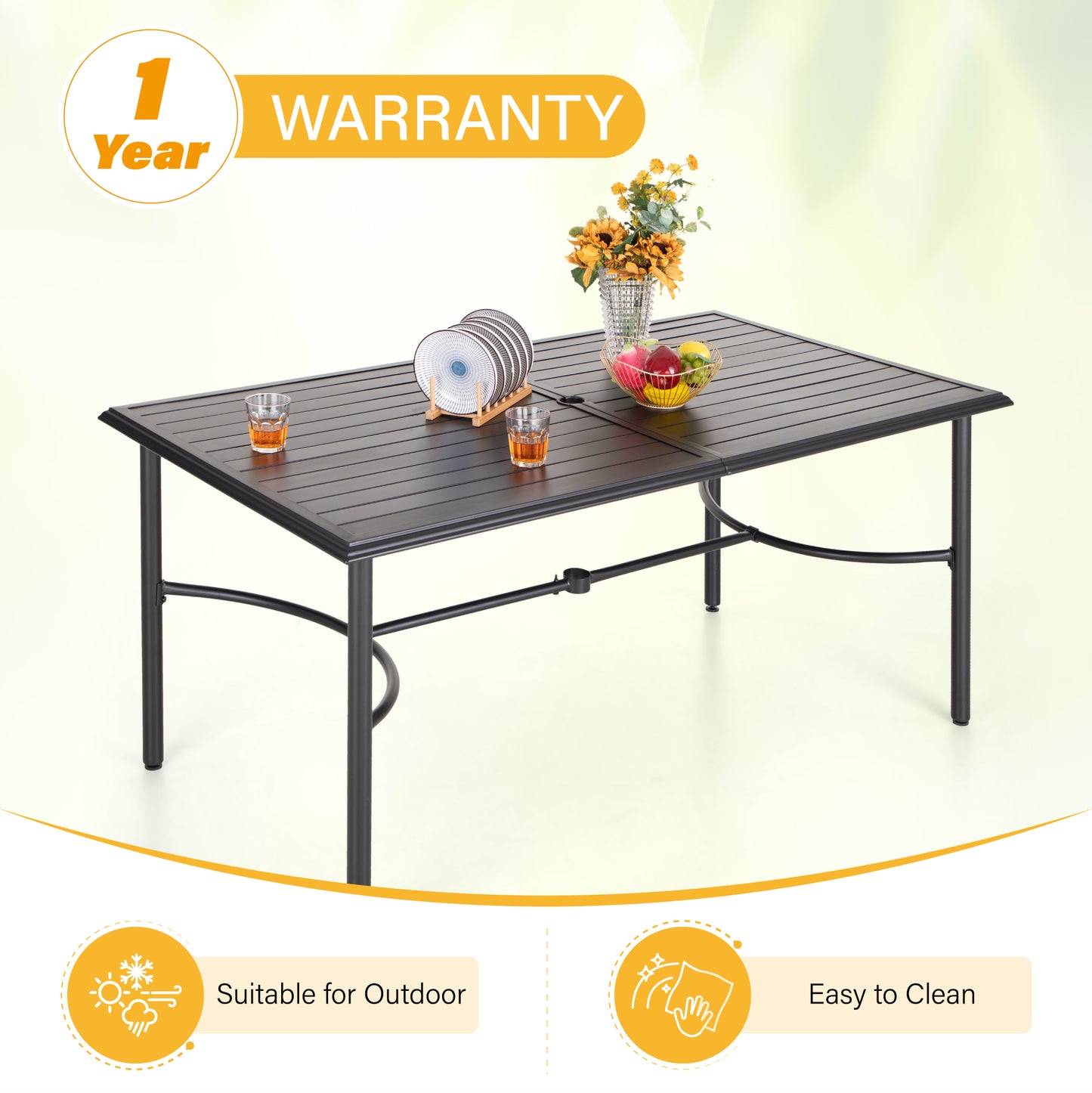 Phi Villa 67" x 38" Steel Rectangle Table