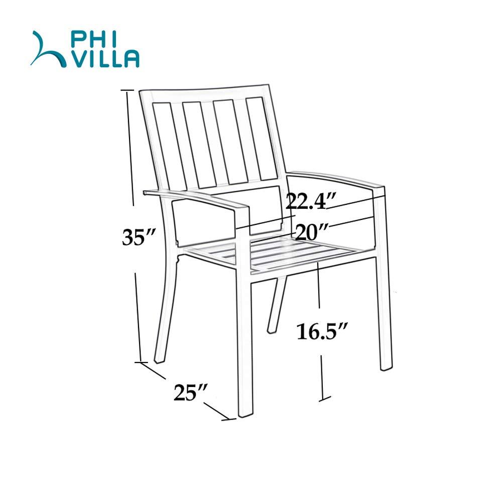 PHI VILLA 3-Piece Garden Bistro Set with Side Table & 2 Stackable Chairs