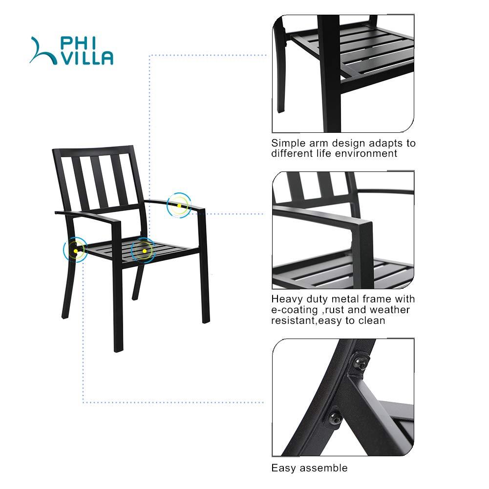 PHI VILLA 3-Piece Garden Bistro Set with Side Table & 2 Stackable Chairs