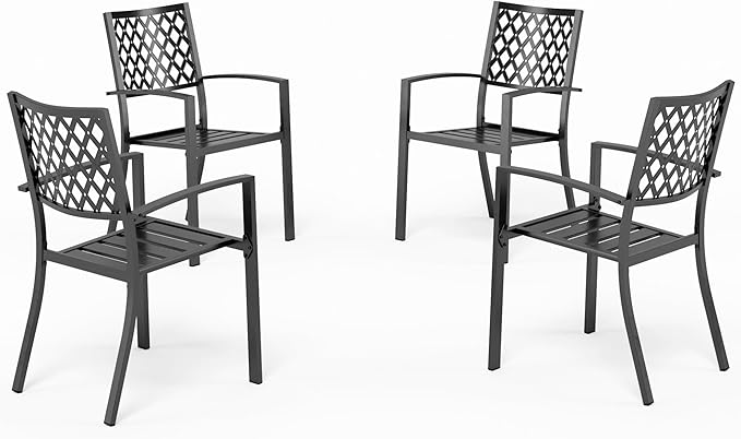 Metal Stackable Garden Chairs Set of 2/4