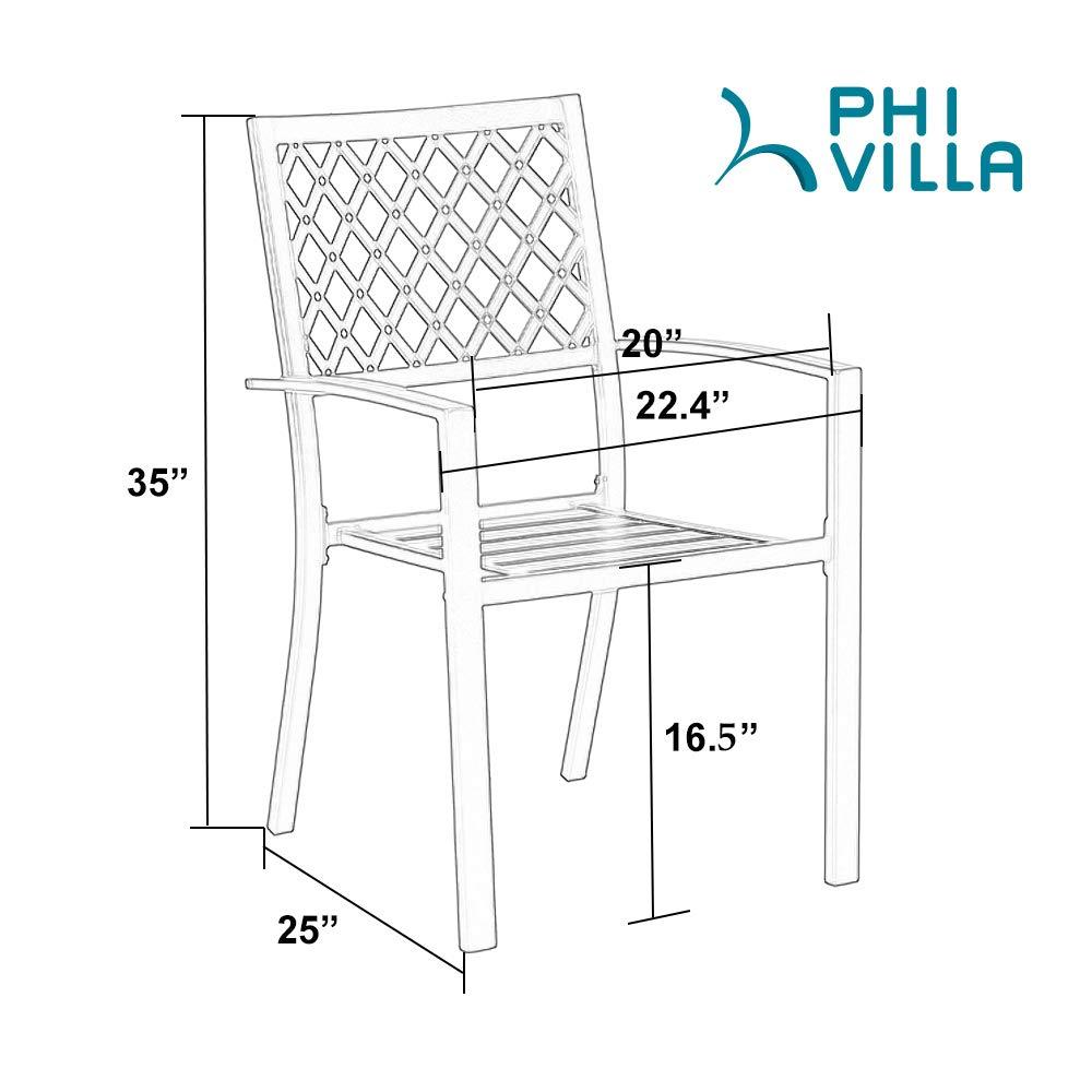 PHI VILLA 3-Piece Garden Bistro Set with Side Table & 2 Stackable Chairs