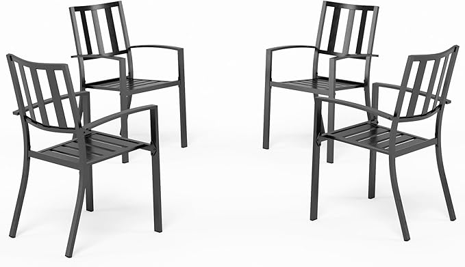 Metal Stackable Garden Chairs Set of 2/4