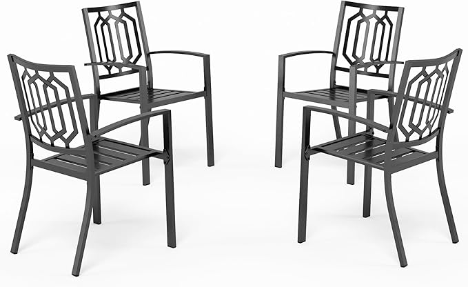Metal Stackable Garden Chairs Set of 2/4