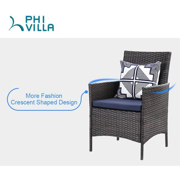 Rattan Dining Chairs Outdoor Cushioned Garden Chairs Set of 2