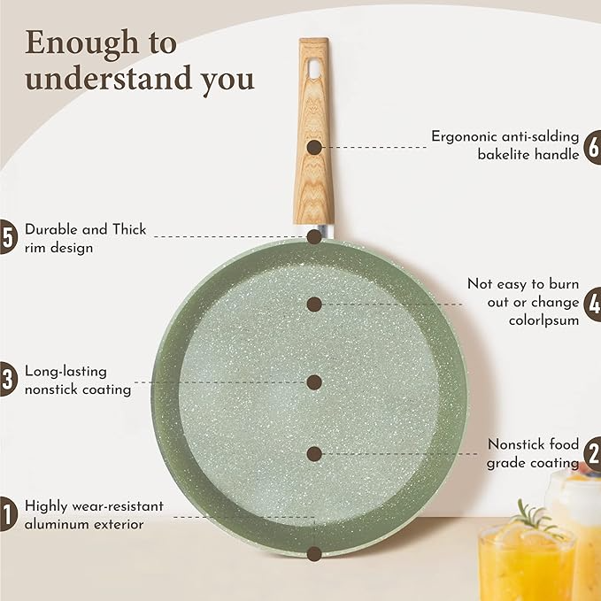 Induction Nonstick Granite-Coating 17 Piece Cookware Set,Kitchen Academy