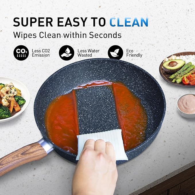 Kitchen Academy 12 Pieces Granite-Coating Nonstick Induction Cookware Set