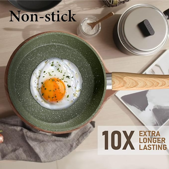 Induction Nonstick Granite-Coating 17 Piece Cookware Set,Kitchen Academy