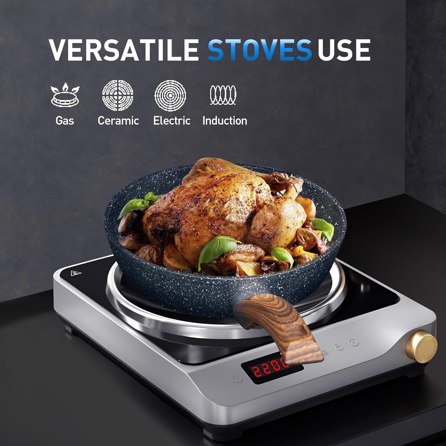 Kitchen Academy 12 Pieces Granite-Coating Nonstick Induction Cookware Set