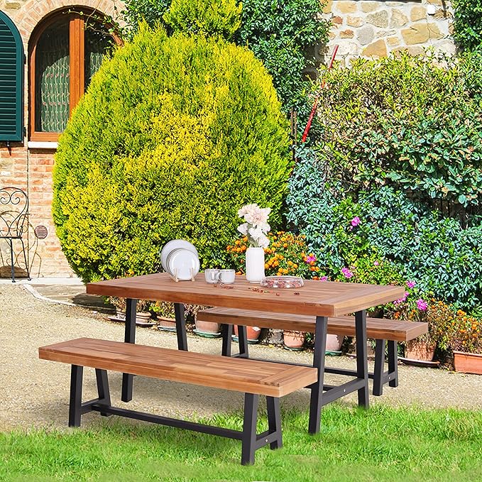 PHI VILLA 3 Seater Acacia Wood Garden Bench