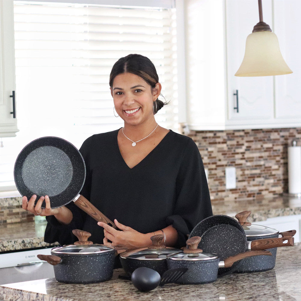 Kitchen Academy 12 Pieces Granite-Coating Nonstick Induction Cookware Set