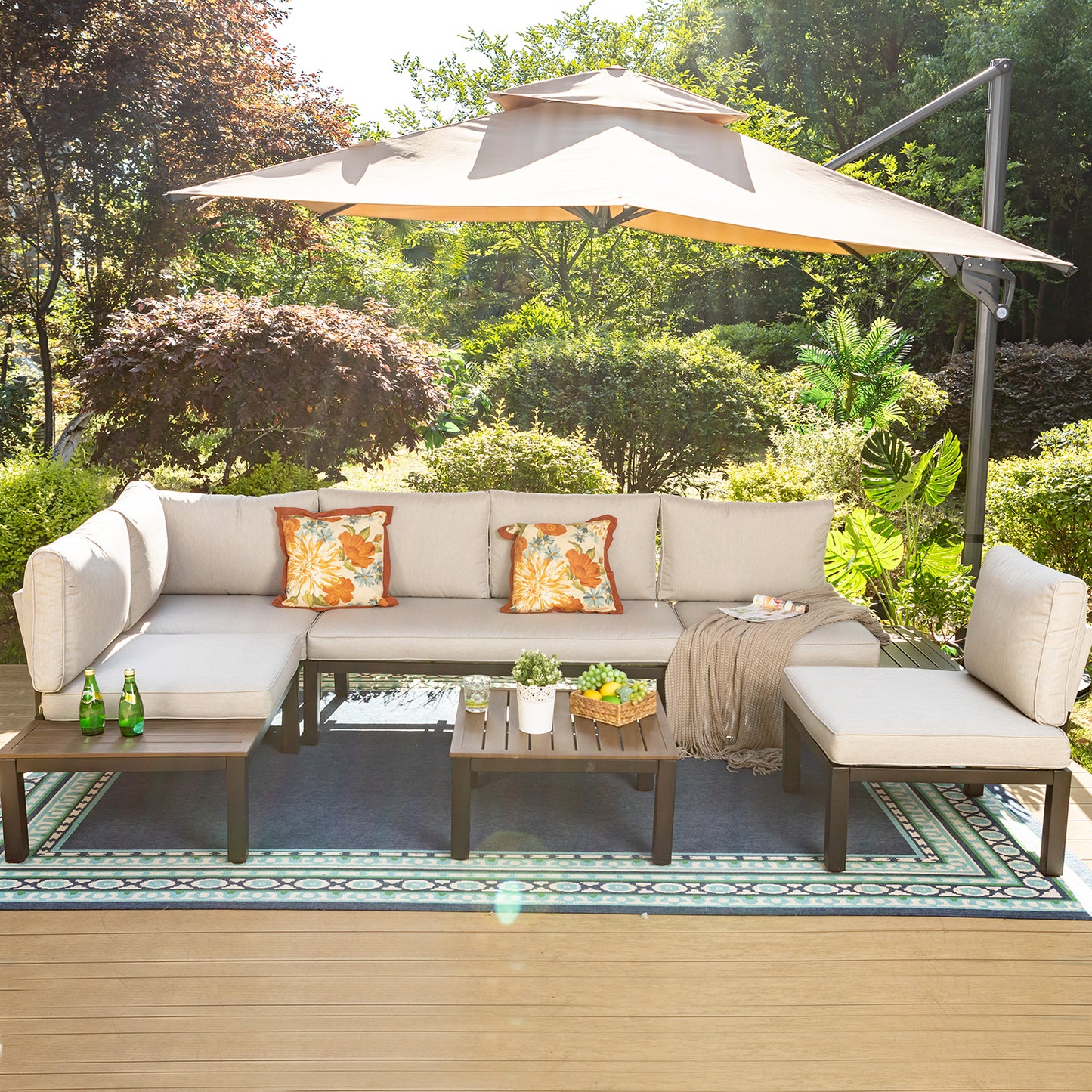 Phi Villa 6-Piece Modular Outdoor Sofa Set with Cushions