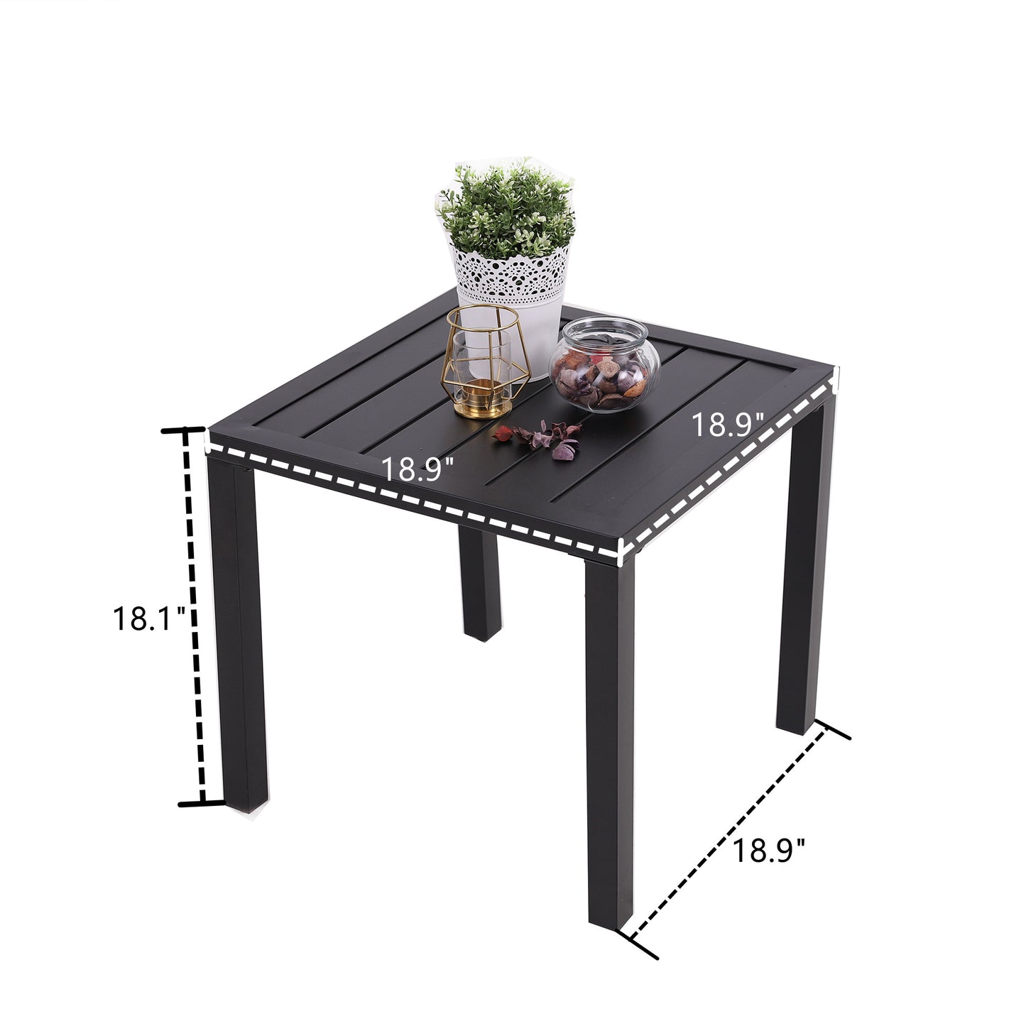 PHI VILLA 3-Piece Garden Bistro Set with Side Table & 2 Stackable Chairs