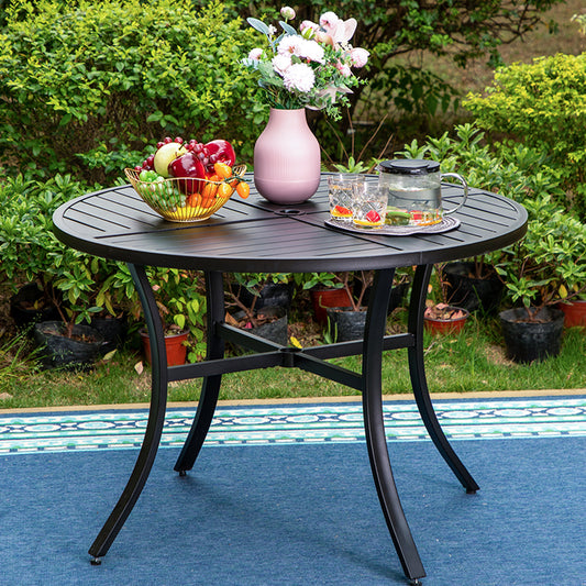 PHI VILLA 42" Geometric Stamped Patio Dining Round Table