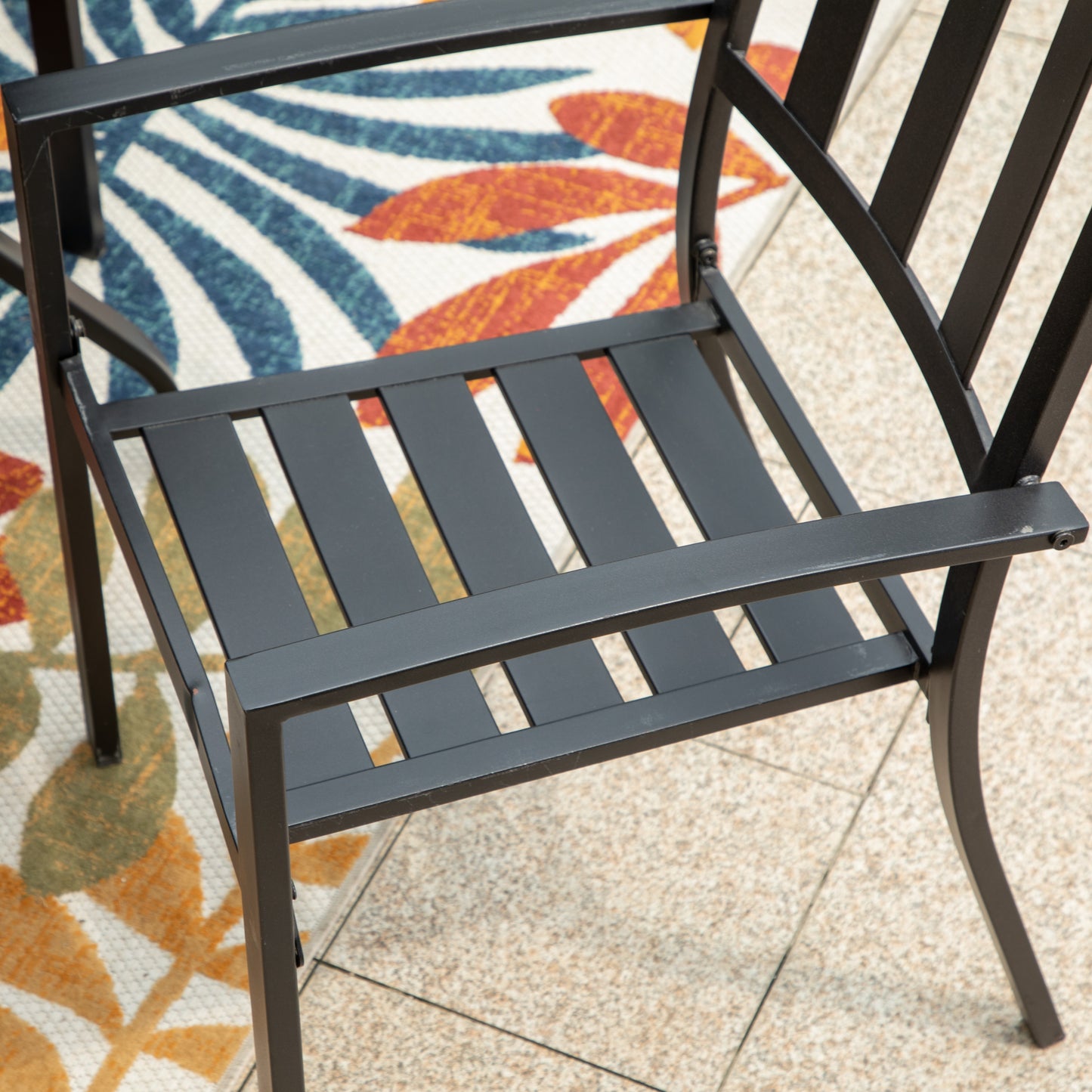 PHI VILLA Outdoor Dining Sets 4 Seater Metal Garden Table and Chairs Set