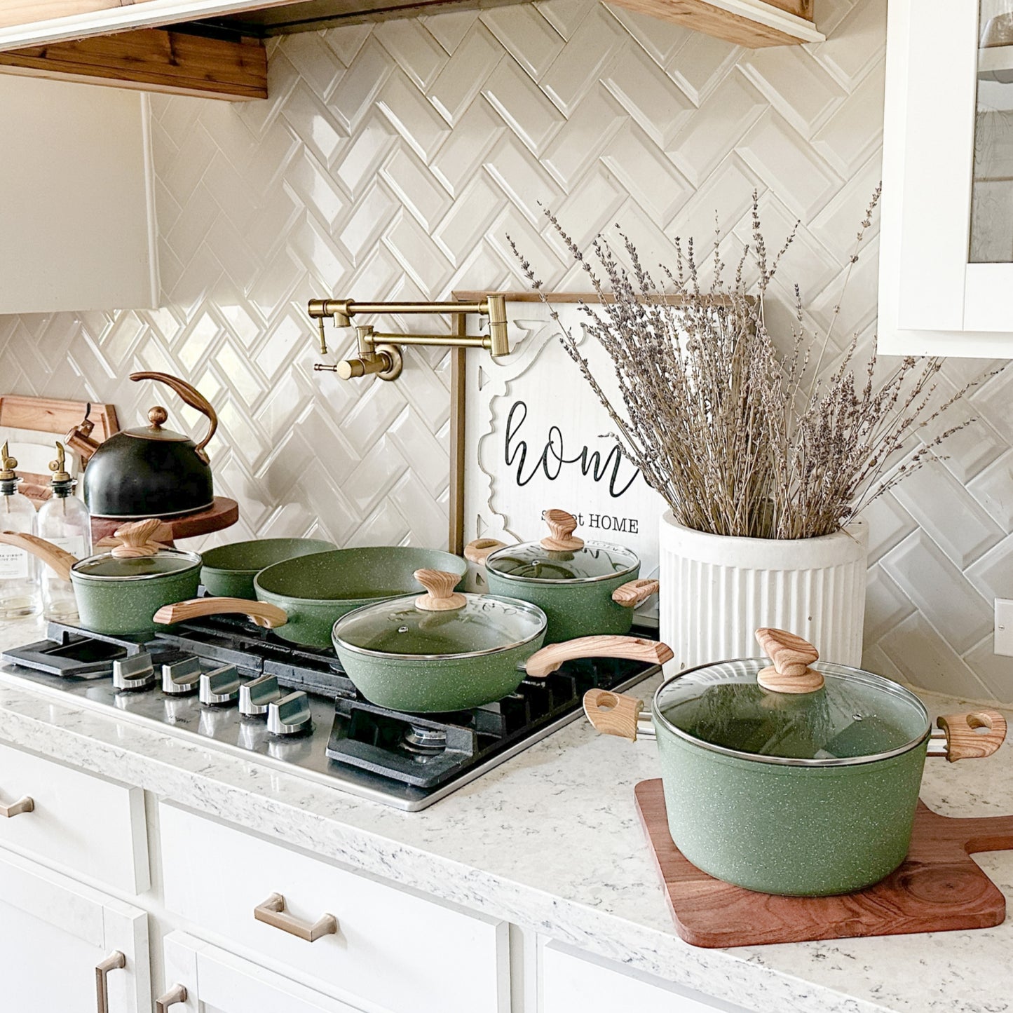 Kitchen Academy 12 Pieces Granite-Coating Nonstick Induction Cookware Set