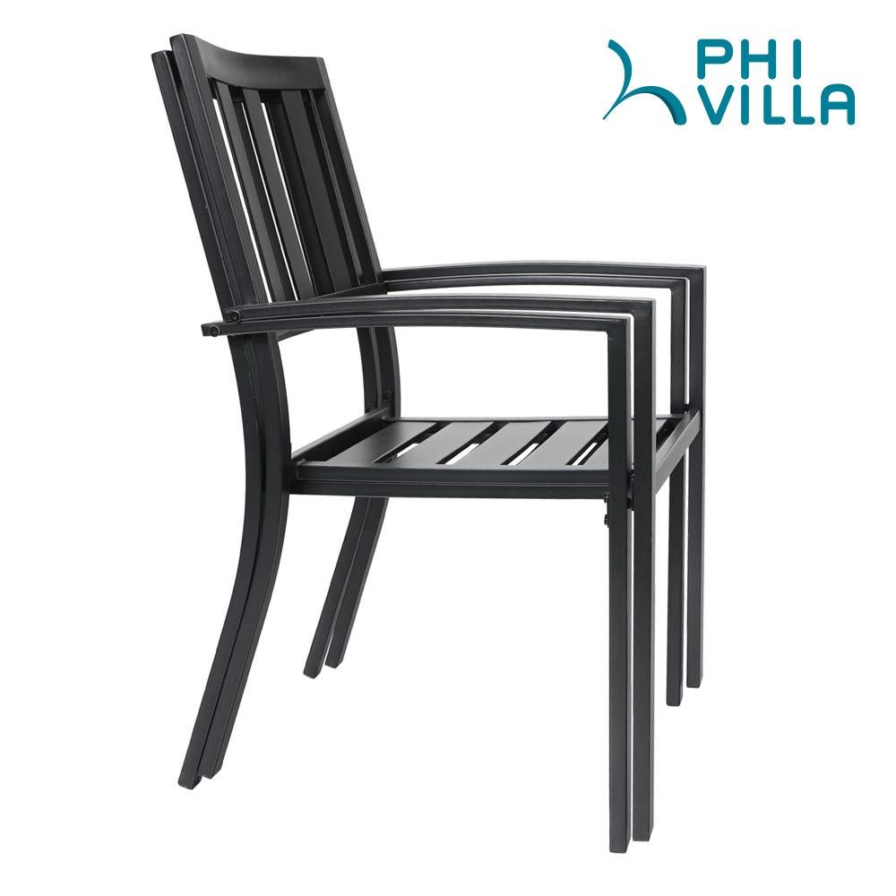 PHI VILLA 3-Piece Garden Bistro Set with Side Table & 2 Stackable Chairs