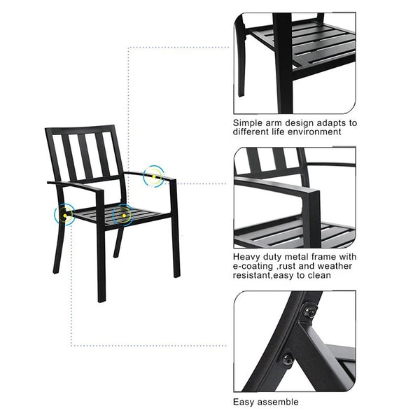 Metal Stackable Garden Chairs Set of 2/4