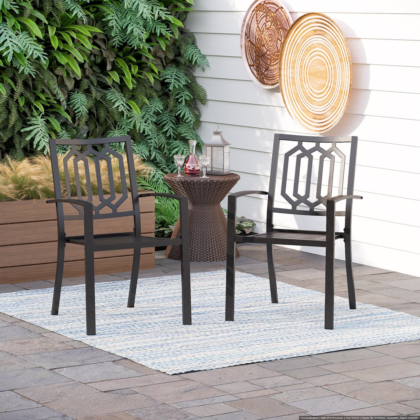 Metal Stackable Garden Chairs Set of 2/4