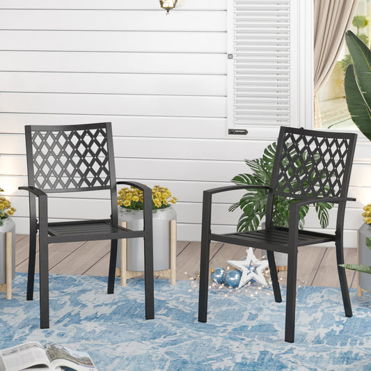 Metal Stackable Garden Chairs Set of 2/4