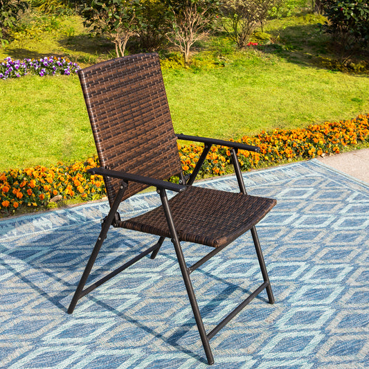 Outdoor Rattan Chairs Folding Dining Chairs Set of 2