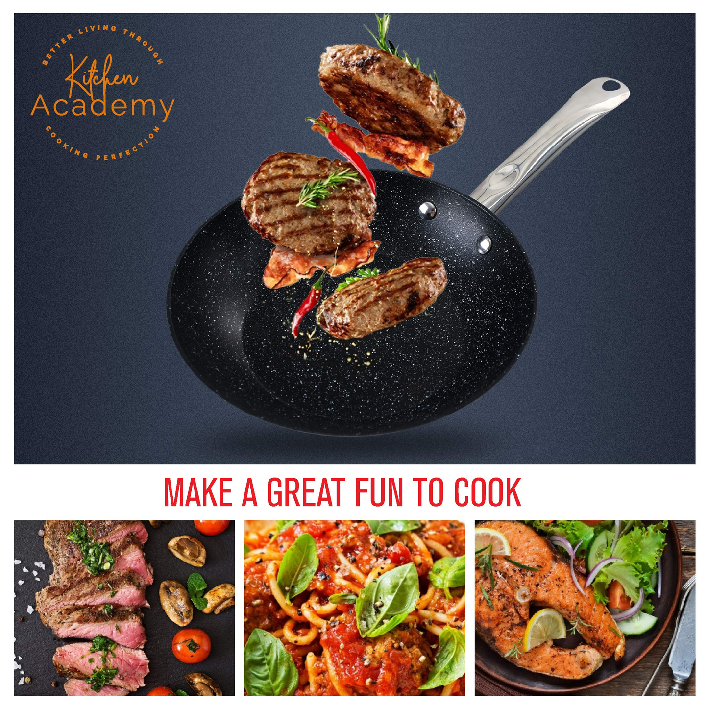 Kitchen Academy Black 12 Piece Nonstick Cookware Set