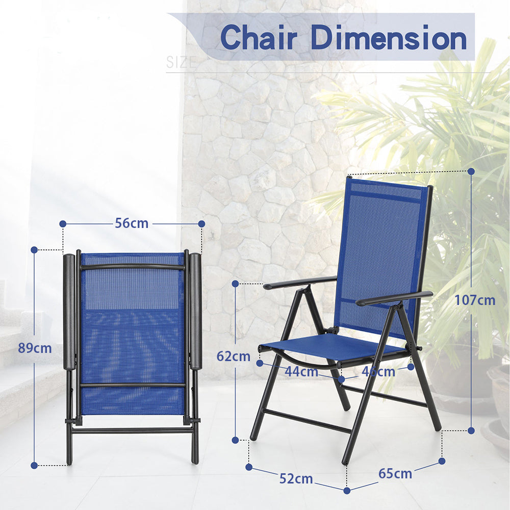 PHI VILLA Garden Dining Set 4 Seater Outdoor Folding Chair and Table