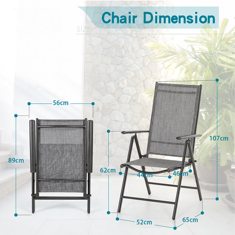 PHI VILLA Garden Dining Set 4 Seater Outdoor Folding Chair and Table