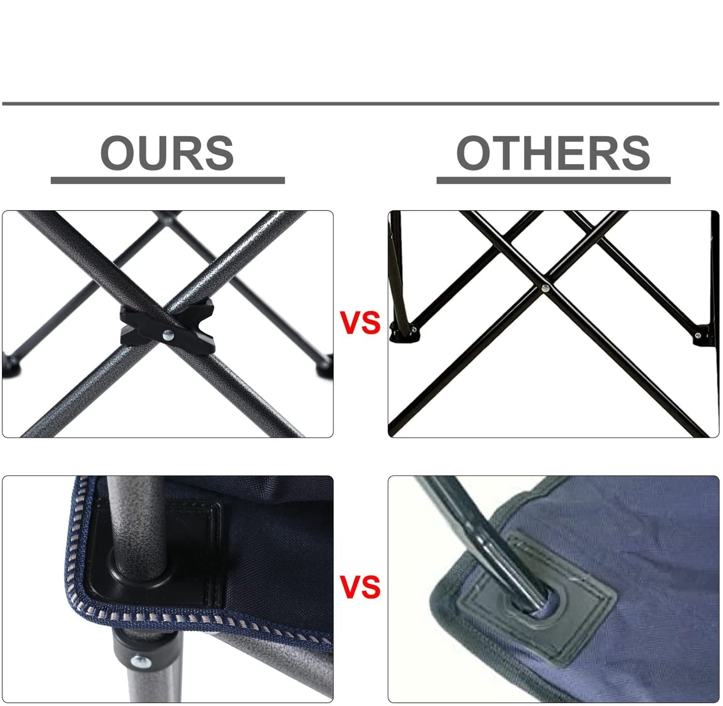 ALPHA CAMP Oversized Portable Folding Camping Chair with Cooler Bag, 200 kg Weight Capacity