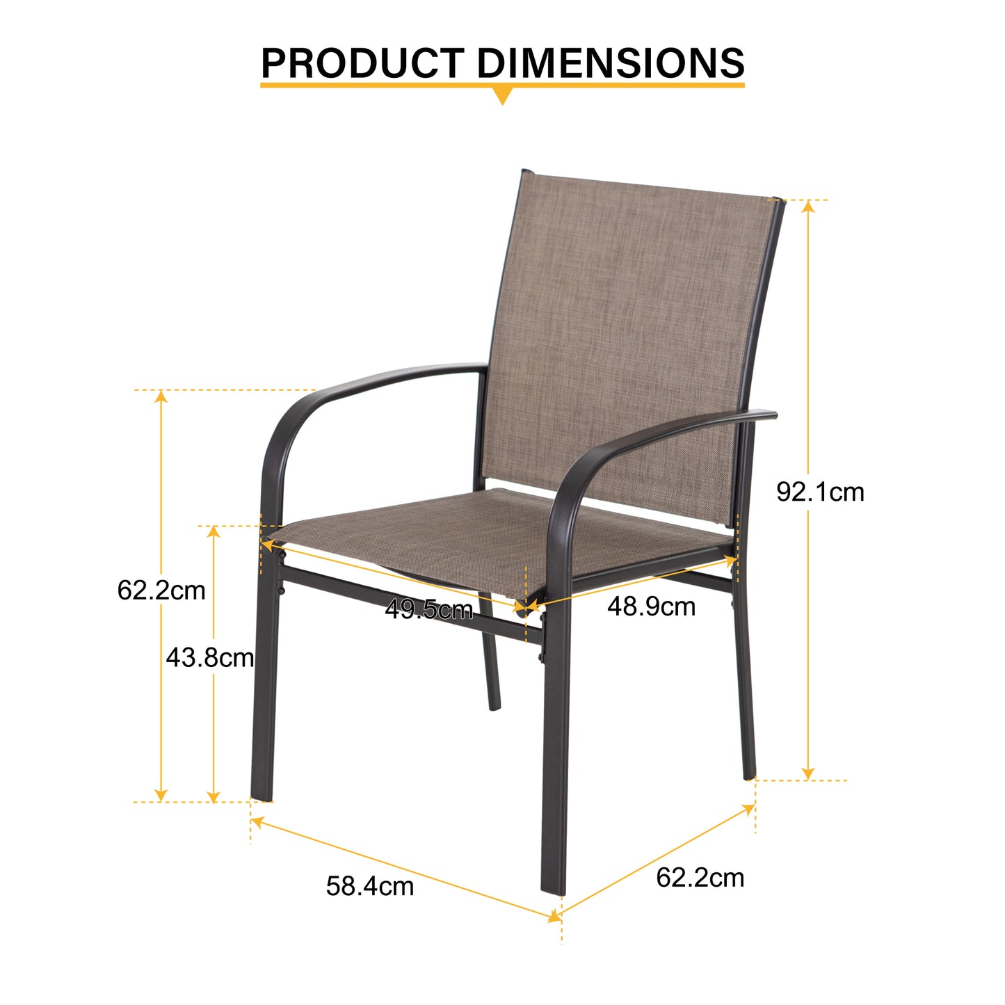 Lightweight Textilene Garden Dining Chairs 4PC