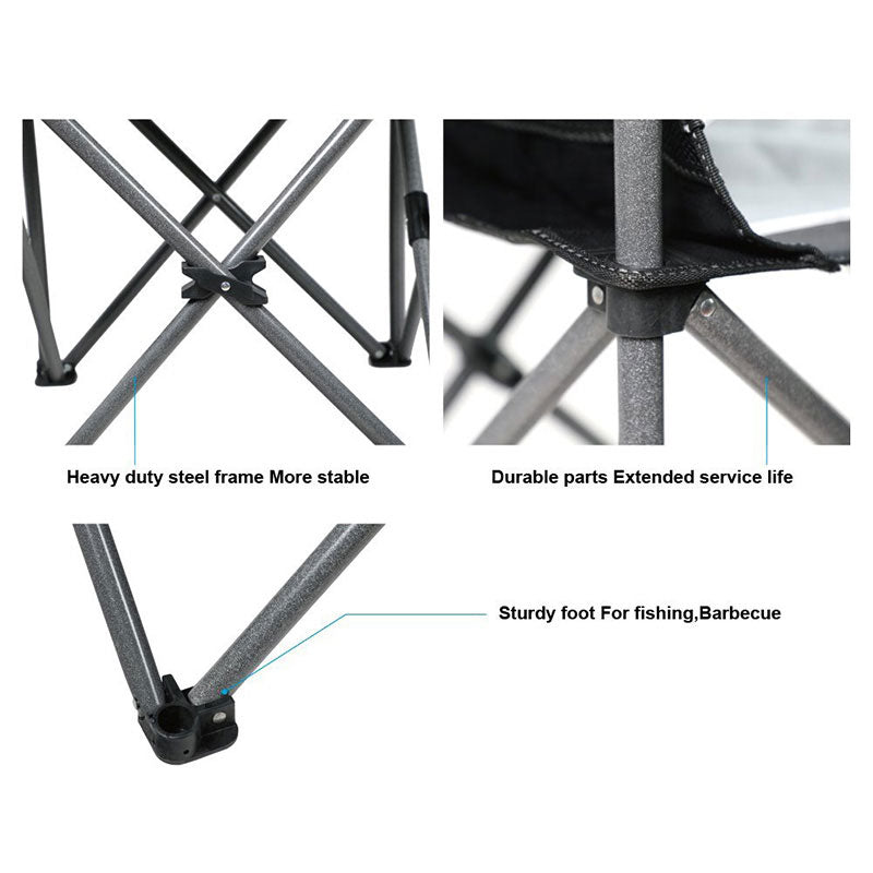 Alpha Camp Black Grey Oversized Folding Arm Camping Chair