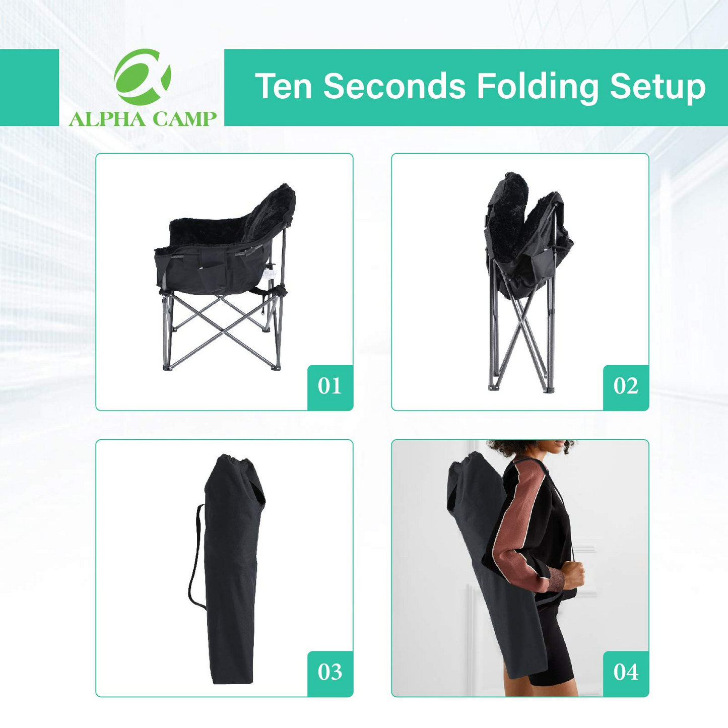 ALPHA CAMP Deluxe Plush Dorm Chair Oversized Moon Saucer Chair Portable with Carry Bag