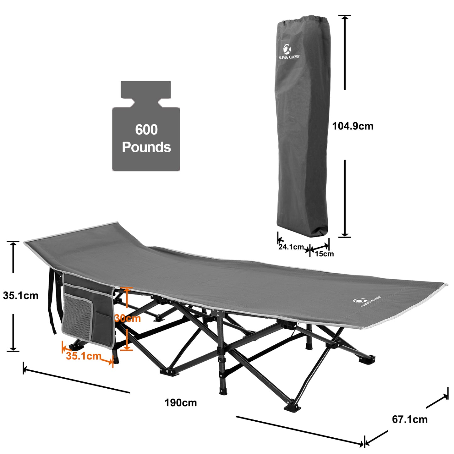 ALPHA CAMP Oversized Camping Folding Bed Portable Cots With Storage Bag