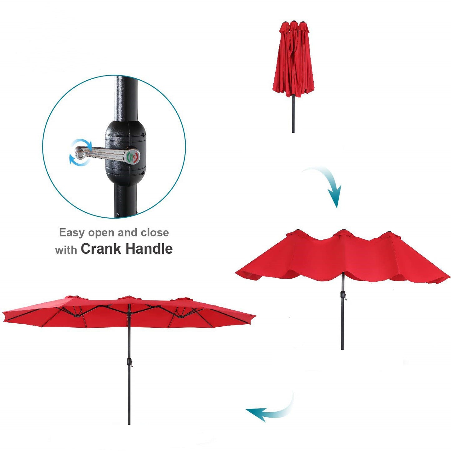 PHI VILLA 4m Large Double-Sided Outdoor Patio Umbrella