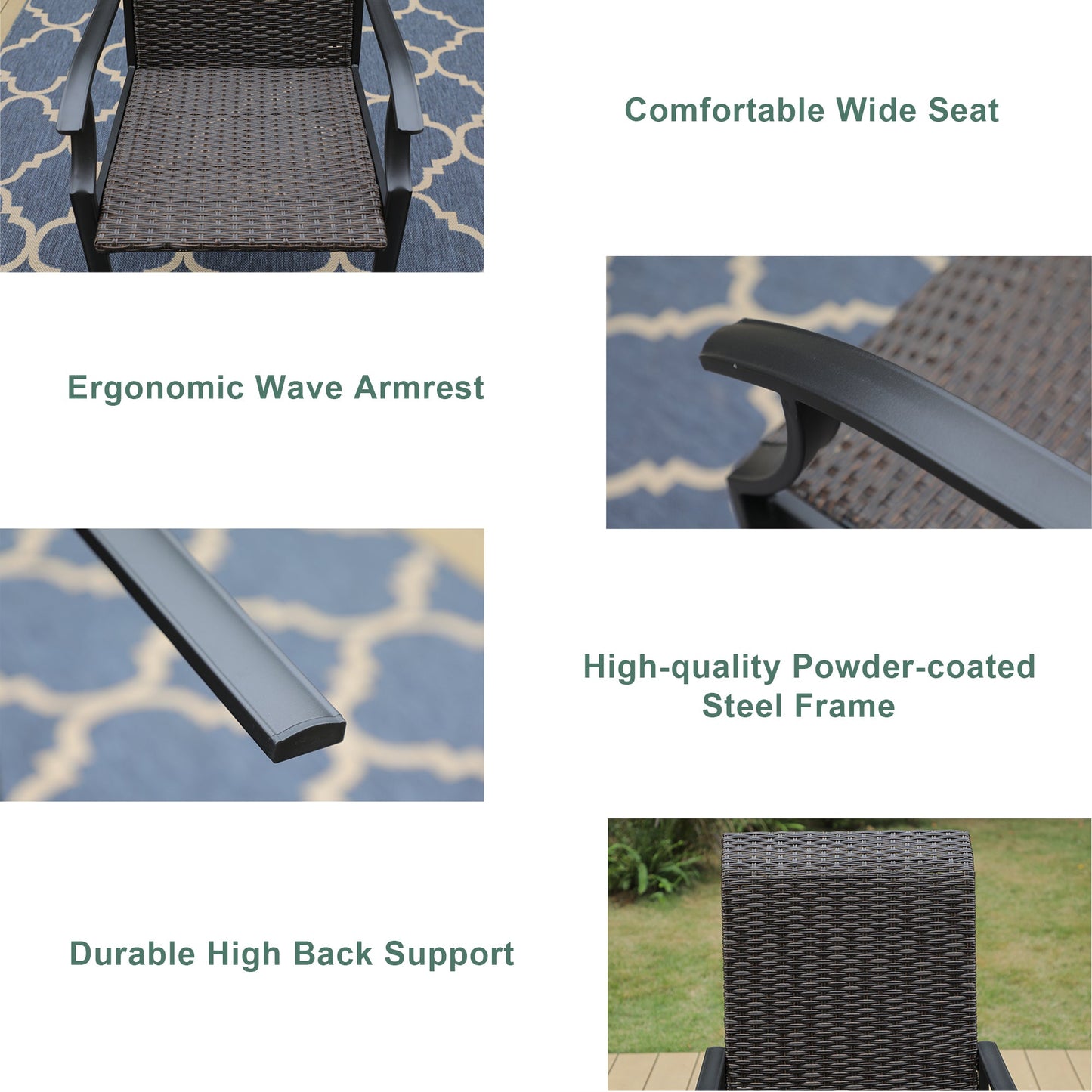 4 Seater Outdoor Dining Set Metal Table And Rattan Chairs