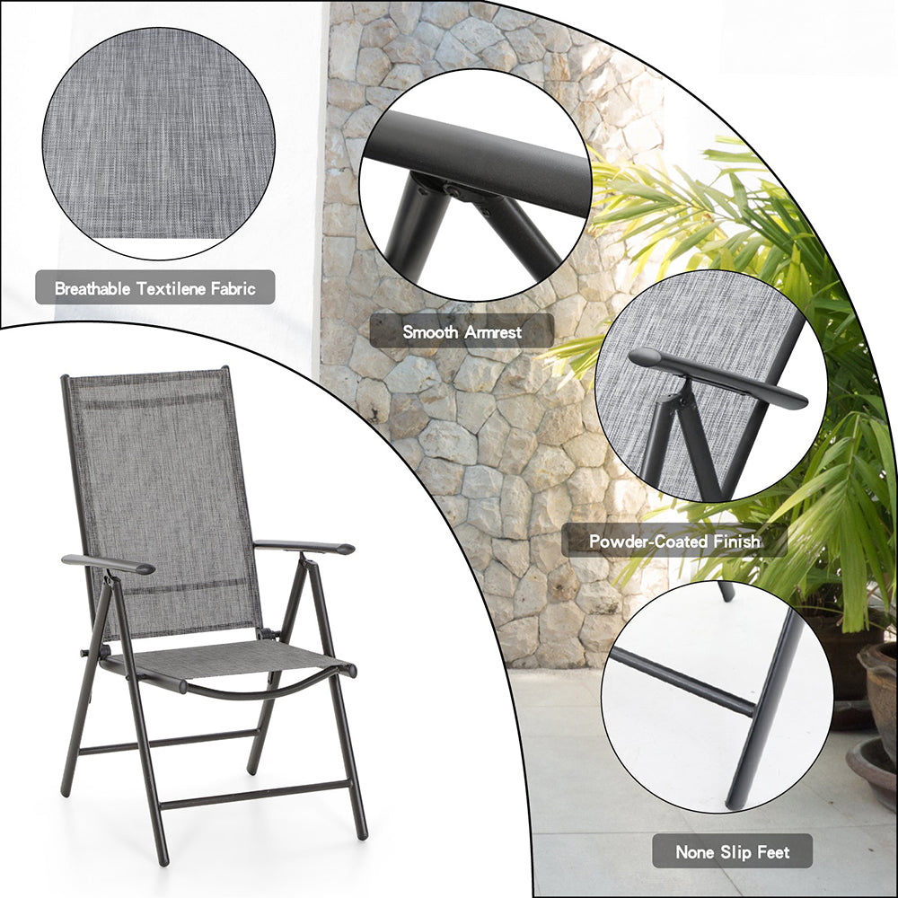 PHI VILLA Garden Dining Set 4 Seater Outdoor Folding Chair and Table