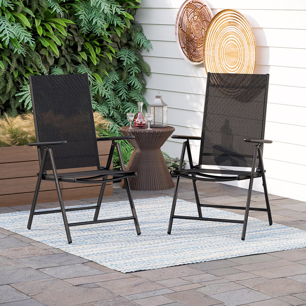 PHI VILLA Garden Dining Set 4 Seater Outdoor Folding Chair and Table