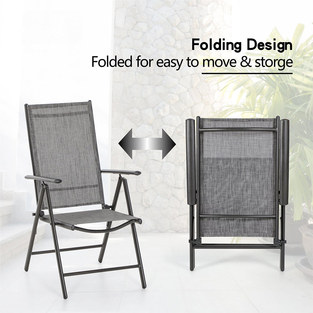 PHI VILLA Garden Dining Set 4 Seater Outdoor Folding Chair and Table