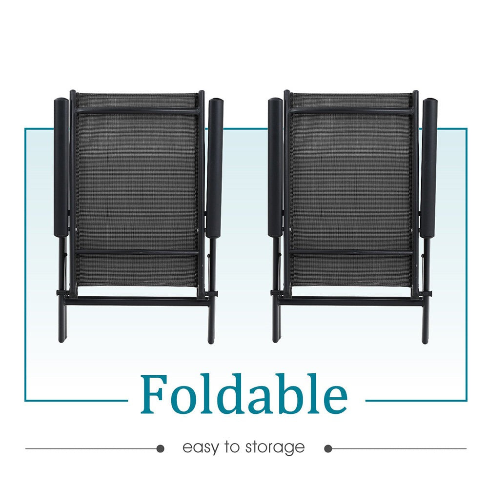PHI VILLA Garden Dining Set 4 Seater Outdoor Folding Chair and Table