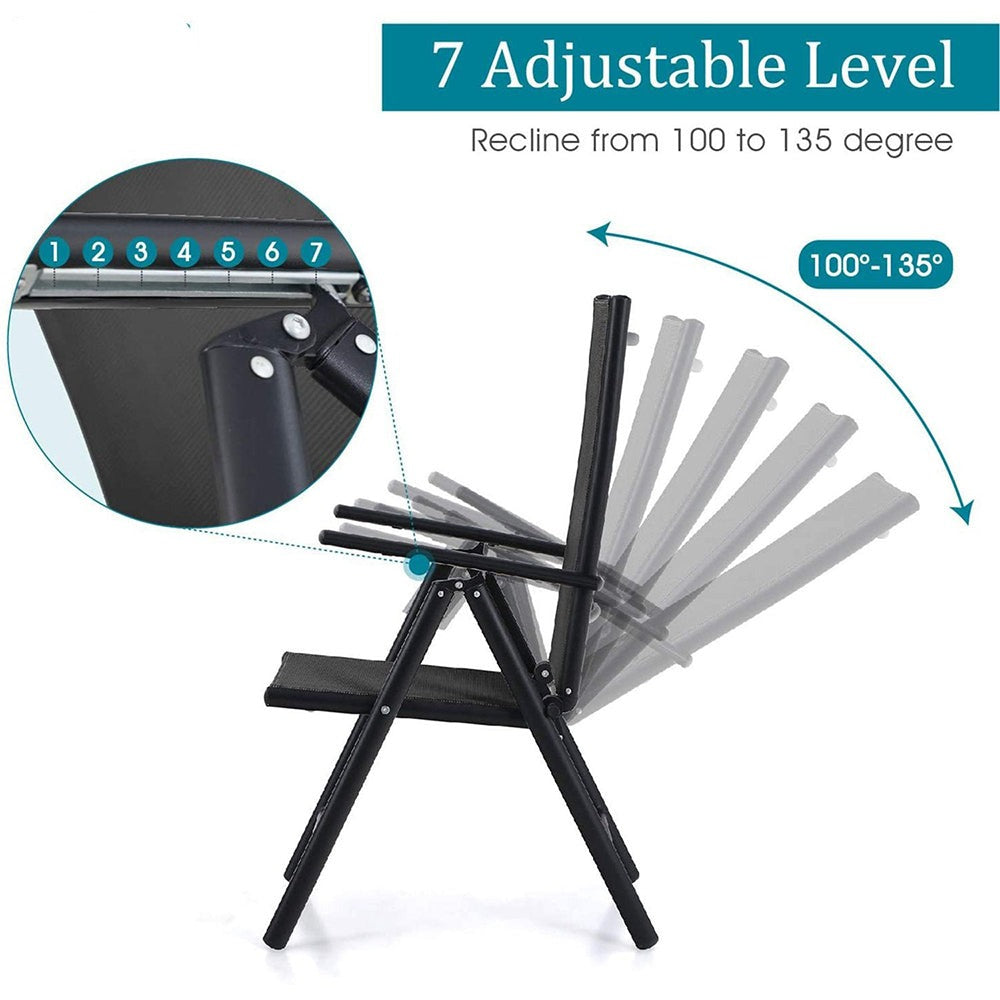 PHI VILLA Garden Dining Set 4 Seater Outdoor Folding Chair and Table