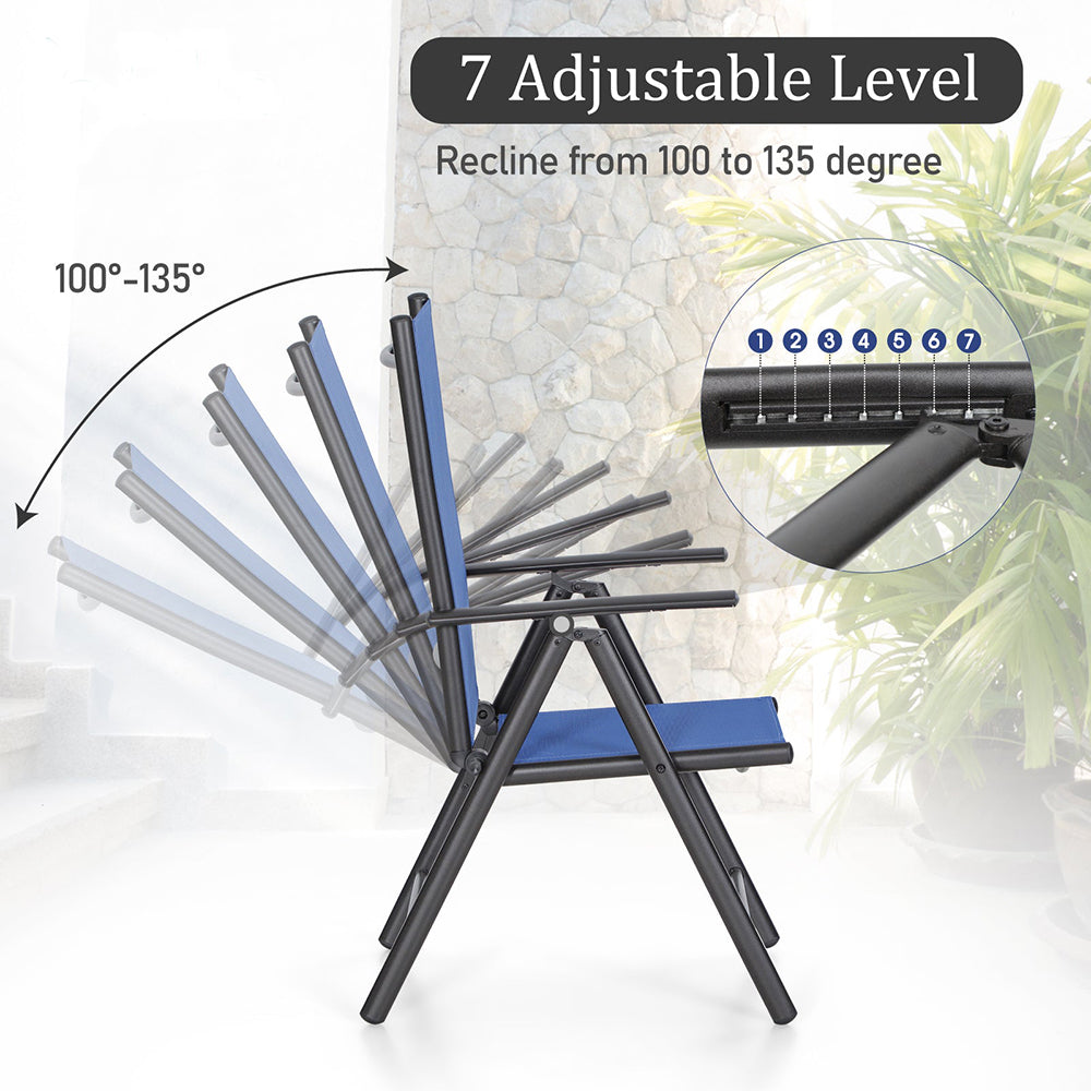 PHI VILLA Garden Dining Set 4 Seater Outdoor Folding Chair and Table